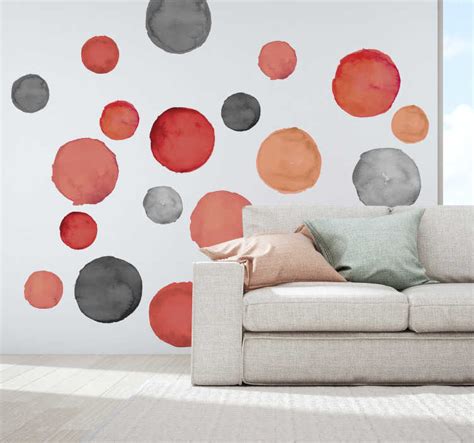 стикеры стены серые круги и коралловые текстуры pantone - TenStickers