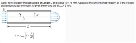 Solved Water Flows Steadily Through A Pipe Of Length L And Chegg