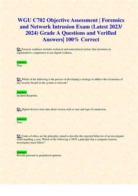 Wgu C Objective Assessment Forensics And Network Intrusion Exam