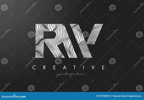 RW R W Letter Logo With Zebra Lines Texture Design Vector Stock Vector