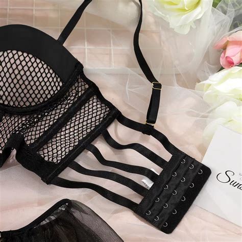 Transparent Sexy Lingerie Set Showing Nipples Bondage Plus Size Panties Girls Underwear See