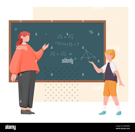 Teacher Teaching Mathematics To Student Illustration As Eps 10 File