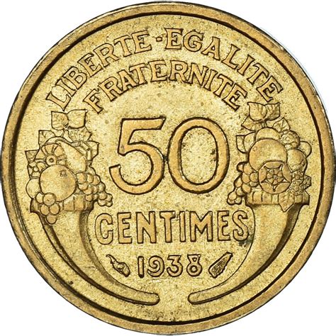 1170023 Coin France Morlon 50 Centimes 1938 AU Aluminum Bronze