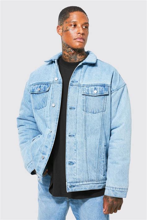 Oversized Padded Denim Jacket Boohoo