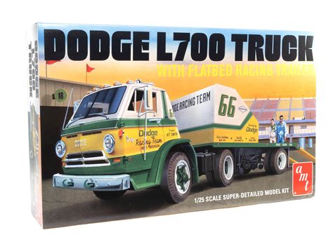 Amt 1966 Dodge L700 Truck Wflatbed Racing Trailer 125 Scale Model Kit