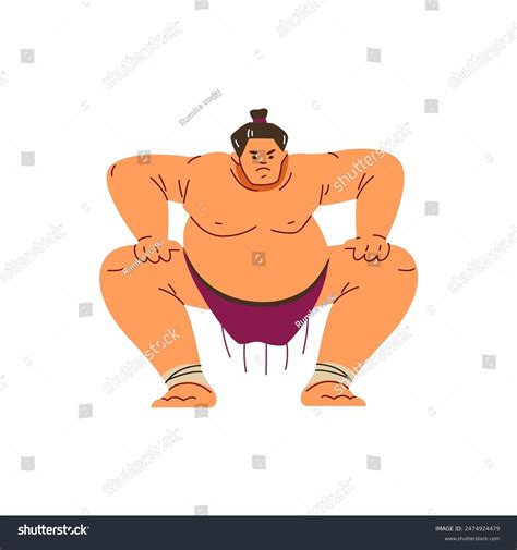 Angry Sumo Wrestler Standing Crouch Stance Stock Vector Royalty Free