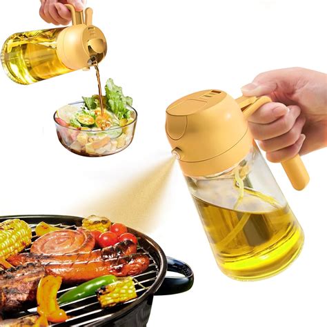 YARRAMATE Olive Oil Dispenser 2 In 1 Oil Sprayer For Cooking 16oz