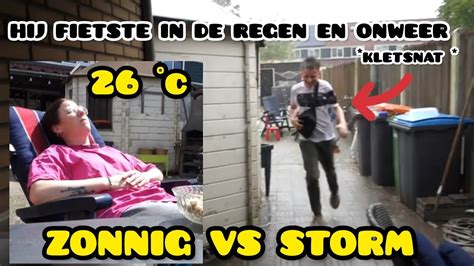 Zomers Weertje Met Een Storm Hij Fietste In De Onweer De Familie