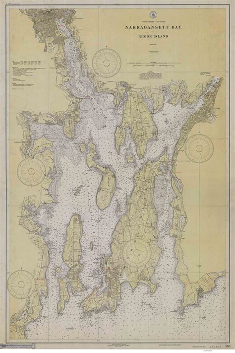 Narragansett Bay 1930 - Old Map Nautical Chart AC Harbors 353 - Rhode