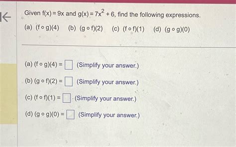 [solved] Solve A D Given F X 9x And G X 7x 6 Find The