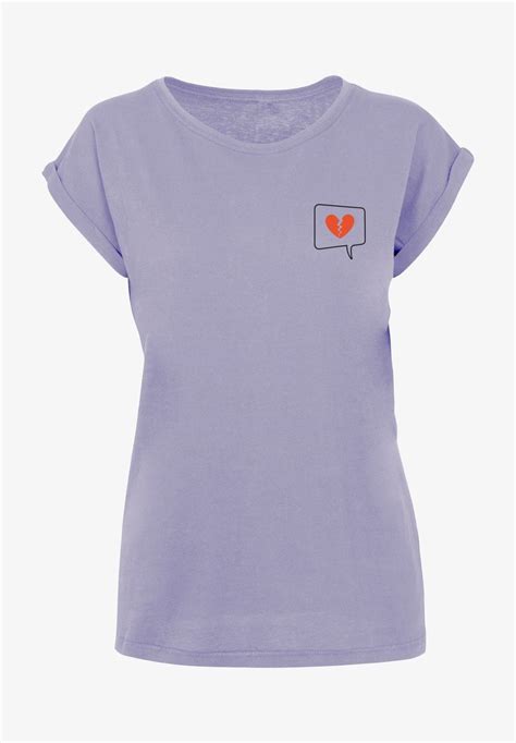 Merchcode Heartbreak Extended Shoulder T Shirt Print Lilaclila