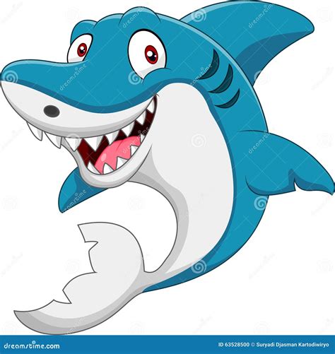 Cute cartoon shark stock vector. Illustration of underwater - 63528500