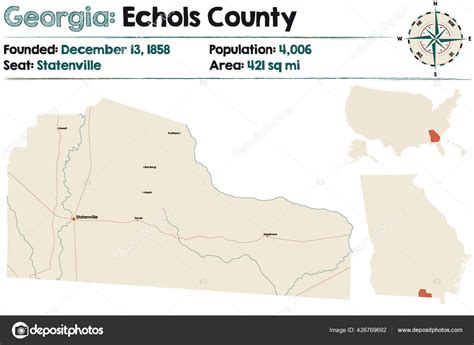 Large Detailed Map Echols County Georgia Usa ⬇ Vector Image by ...