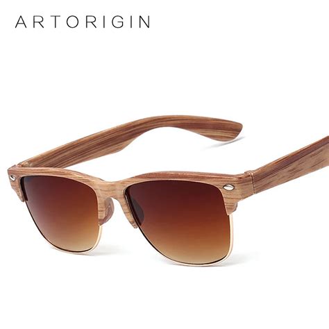 Aliexpress.com : Buy ARTORIGIN Half Frame Wood Sunglasses Women Men Wooden Glasses Rivet Brand ...