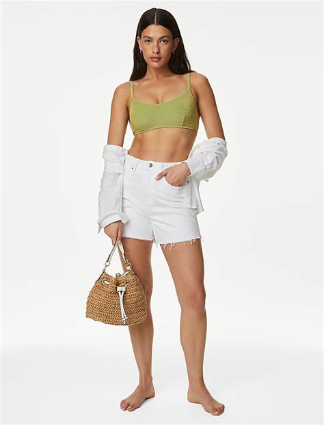 Buy Padded Sparkle V Neck Bikini Top At Marks Spencer