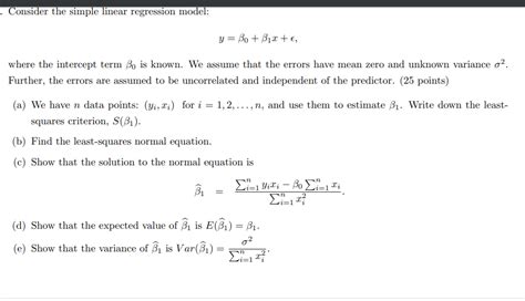 Solved Consider The Simple Linear Regression Model Y Bo