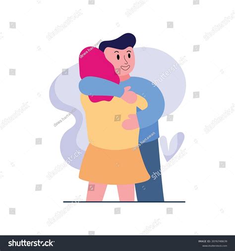 Vector Illustration Happy Cuddle Day Man Stock Vector Royalty Free