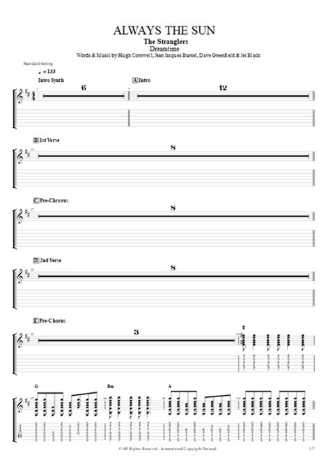 Always The Sun Tab By The Stranglers Guitar Pro Guitars Bass And Backing Track Mysongbook