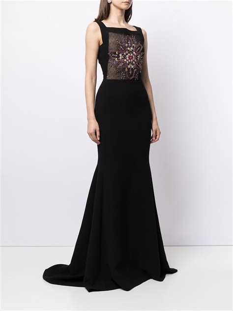 Saiid Kobeisy Sequin Embellished Fitted Gown Farfetch