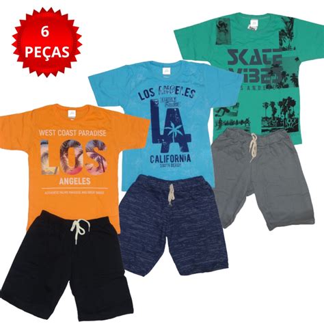 Kit Lote 3 Conjunto Infantil Roupa Infantil Menino Masculino Atacado