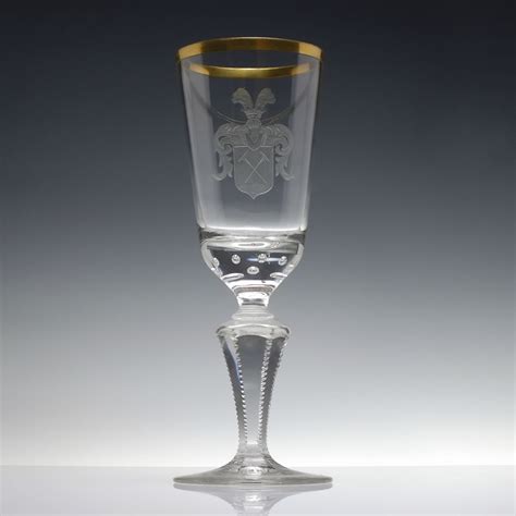 Large Engraved And Gilded Josephinenhutte Wine Goblet C1910 Drinking Glasses Exhibit Antiques