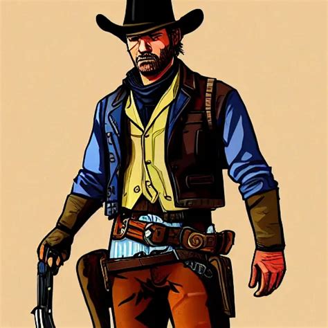 Arthur Morgan From Red Dead Redemption 2 Drawn In The Stable Diffusion