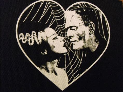 Frankenstein And Bride Heart Patch Goth Horror Punk Bride Of