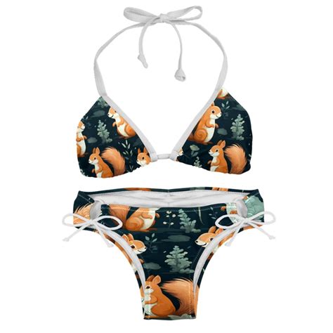 Squirrel Adjustable Strap Bikini Set With Detachable Sponge Two Pack