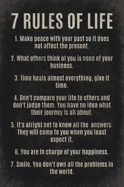 7 Rules Of Life Motivational Poster Print Life Quotes