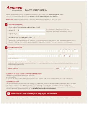 Fillable Online Salary Sacrifice Form Rest Fax Email Print Pdffiller