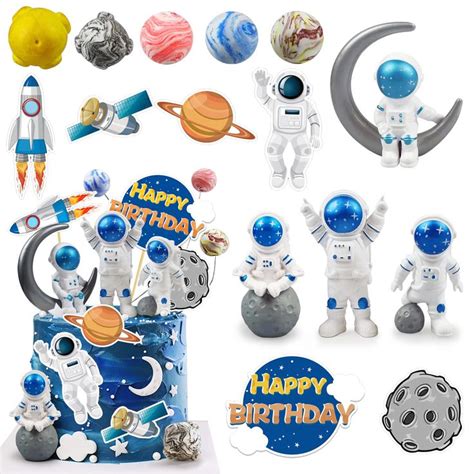 Astronaut Figurines Space Cake Toppers Astronaut Planet Rocket