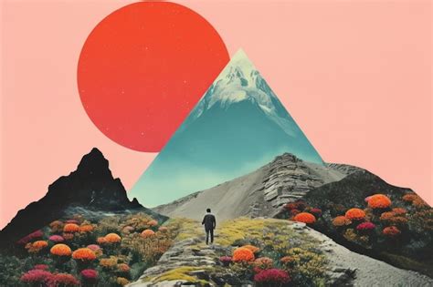 Collage Retro Dreamy Of Landscapes Mountain Outdoors Nature Premium