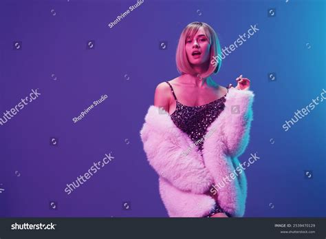 Beautiful Adorable Blonde Woman Fluffy Fur Stock Photo Shutterstock