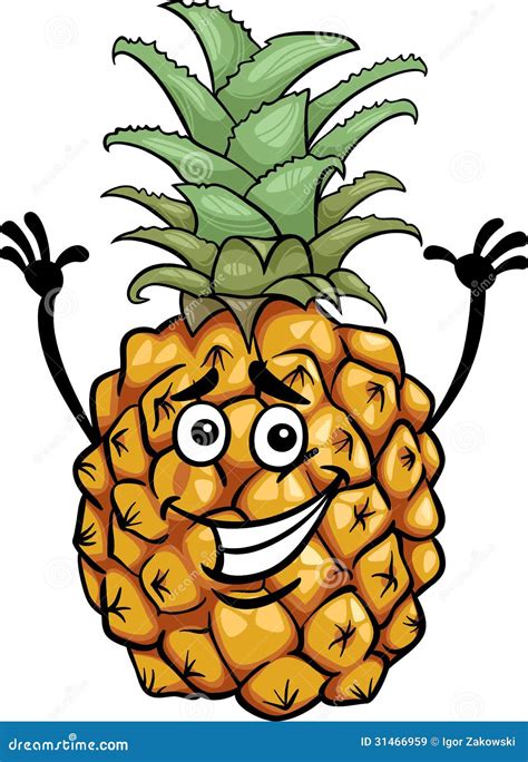 Funny Pineapple Fruit Cartoon Illustration Stock Vector Illustration Of Food Drawing 31466959