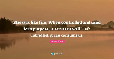 Stress Is Like Fire When Controlled And Used For A Purpose It Serves