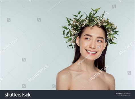 Attractive Naked Asian Girl Green Floral Stock Photo Shutterstock
