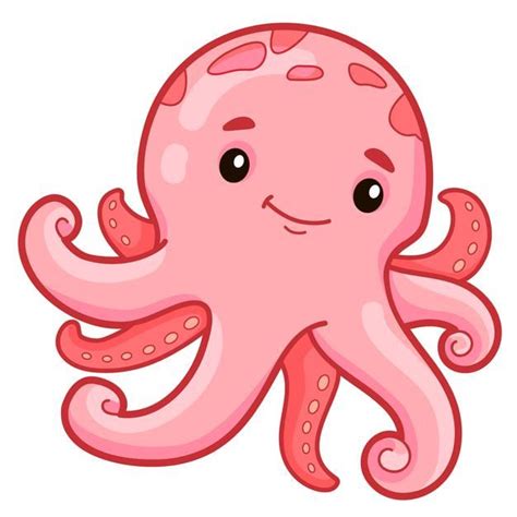 귀여운 문어 만화 문어 클립 아트 그림 프리미엄 벡터 Cute octopus Octopus drawing