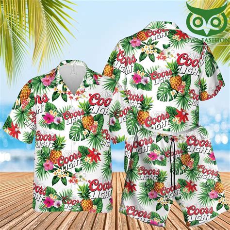 Coors Light Beer Summer Beach floral Hawaiian Outfit