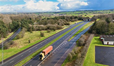 Aerial photo of the M2 Motorway at Ballymena Town Co Antrim Northern ...