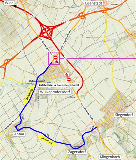 B16 ab Montag in Wulkaprodersdorf wegen Brücken Erneuerung gesperrt