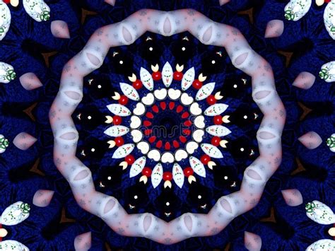 Kaleidoscope In Dark Blue Soft Violet Red White Black Green Stock