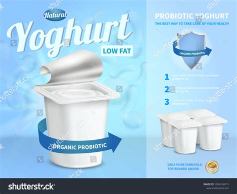 Yoghurt Advertising Composition Probiotic Yoghurt Symbols Vector De