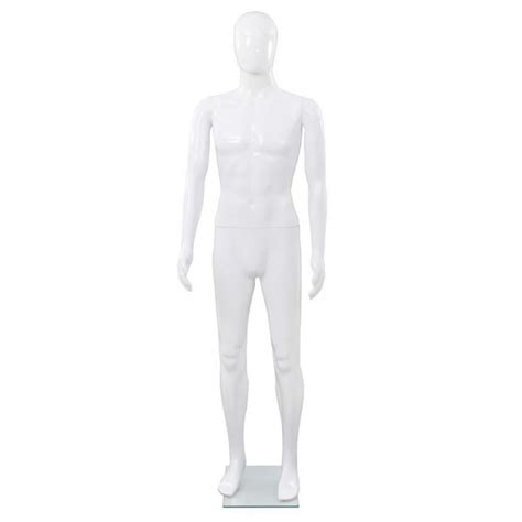 Full Body Male Mannequin With Glass Base Glossy White 185 Cm