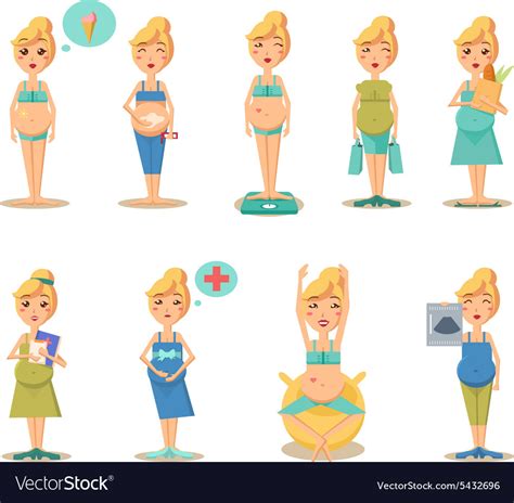 Pregnancy cartoon funny drawings Royalty Free Vector Image