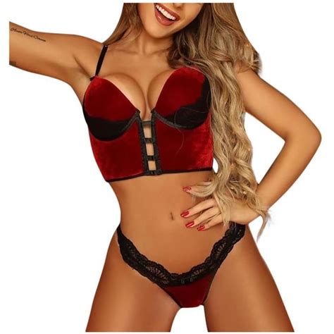SOUTIEN GORGE Femmes Lingerie Corset Dentelle Armatures Velours Vêtements de Nuit Sous Vêtements