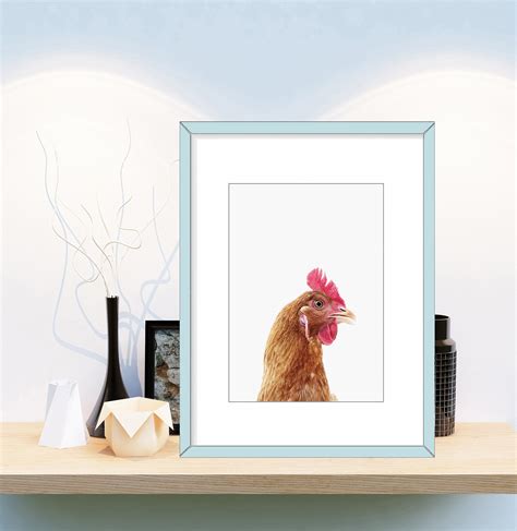 Chicken Print Hen Wall Art Farm Animal Decor Farm House Etsy