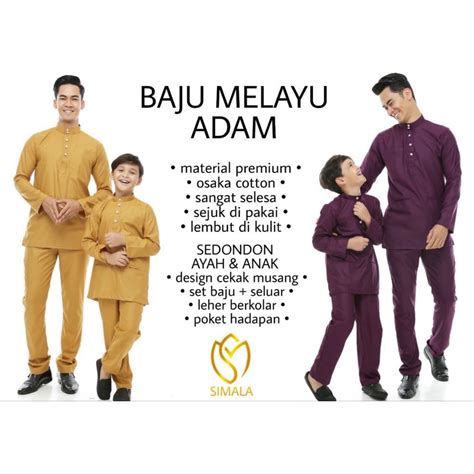 Baju Melayu Dewasa Slim Fit Kolar Cekak Musang Cotton Traditional Malay Costume Men Collared