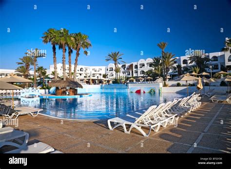 Swimming Pool With Palm Trees Djerba Tunisia Stock Photo Alamy