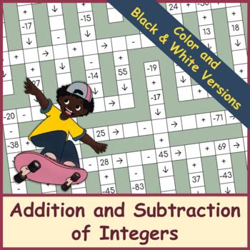 Addition And Subtraction Of Integers Crossword Puzzles By Math Is Easy