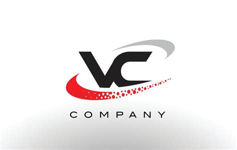 Vc Modern Letter Logo Design With Red Dotted Swoosh Vector Art